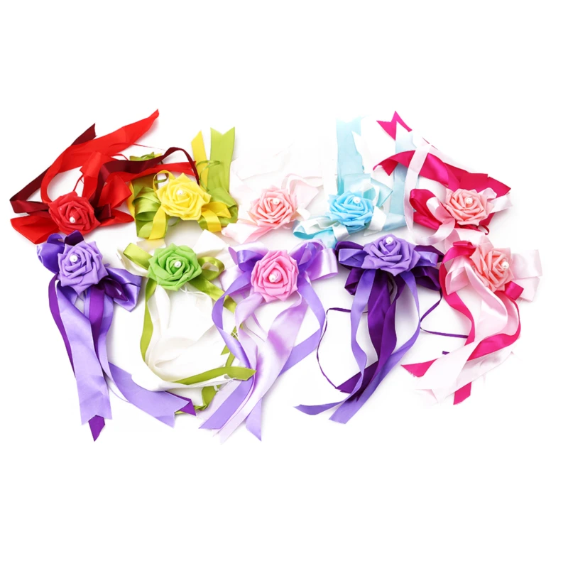 Creative Artificial Flowers Embellishment Short Streamer Fresh Sen Wedding Car Rearview Mirror Handle Flower Decoration Door | Автомобили