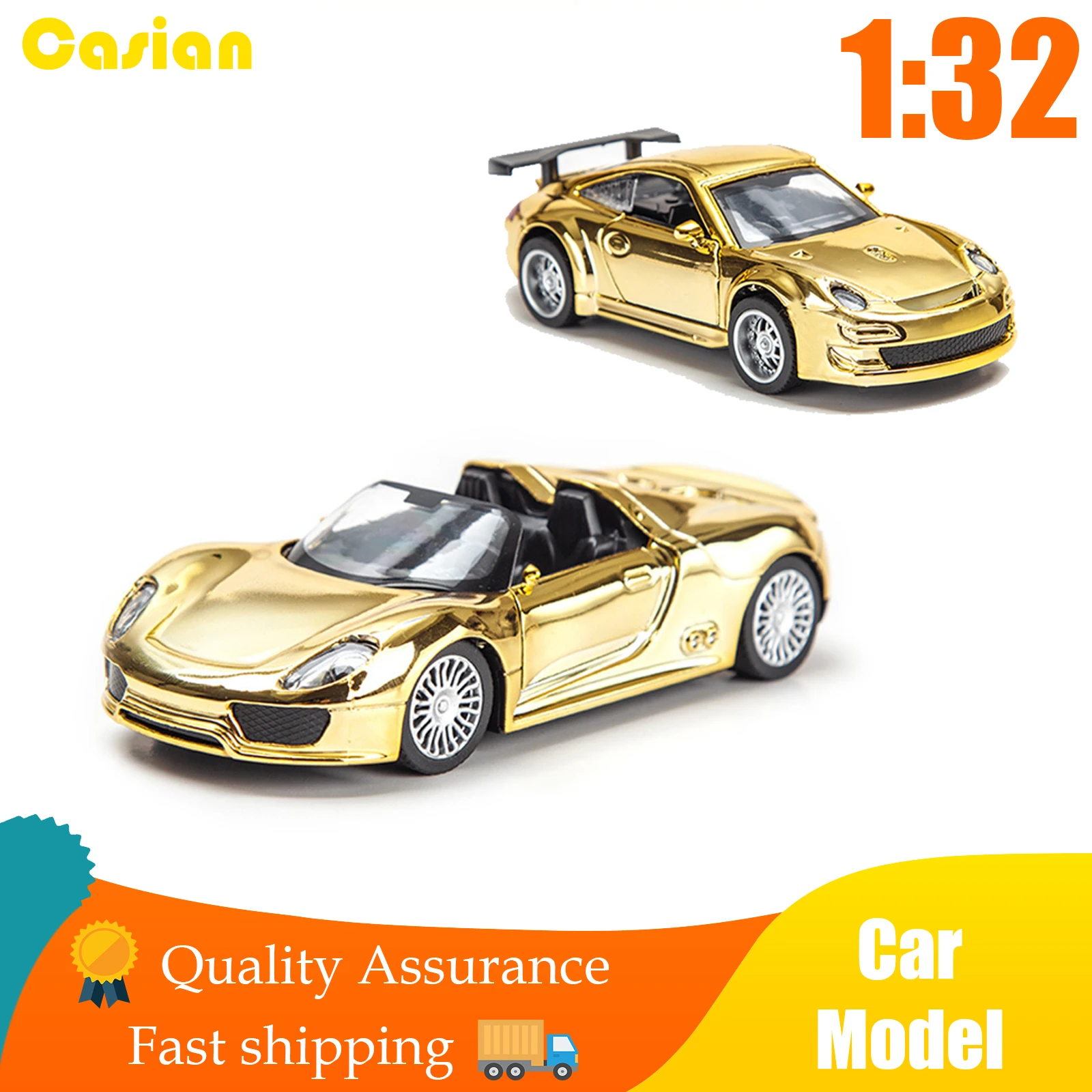 

Модель автомобиля из сплава в масштабе 1:32, редкий золотой цвет, модель автомобиля 911, 918, детские игрушки для мальчиков, имитация для мальчико...