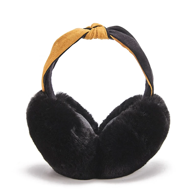 Двухцветная Складная повязка на голову из искусственного меха кролика плюшевый