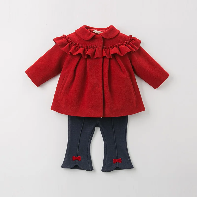 DB11739 dave bella зимнее пальто для маленьких девочек с карманами и рюшами детские топы
