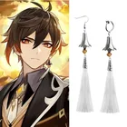 Игра Genshin Impact Morax Xing Qiu, косплей, ювелирные изделия, висячие серьги с кисточкой, аксессуары Zhong Li