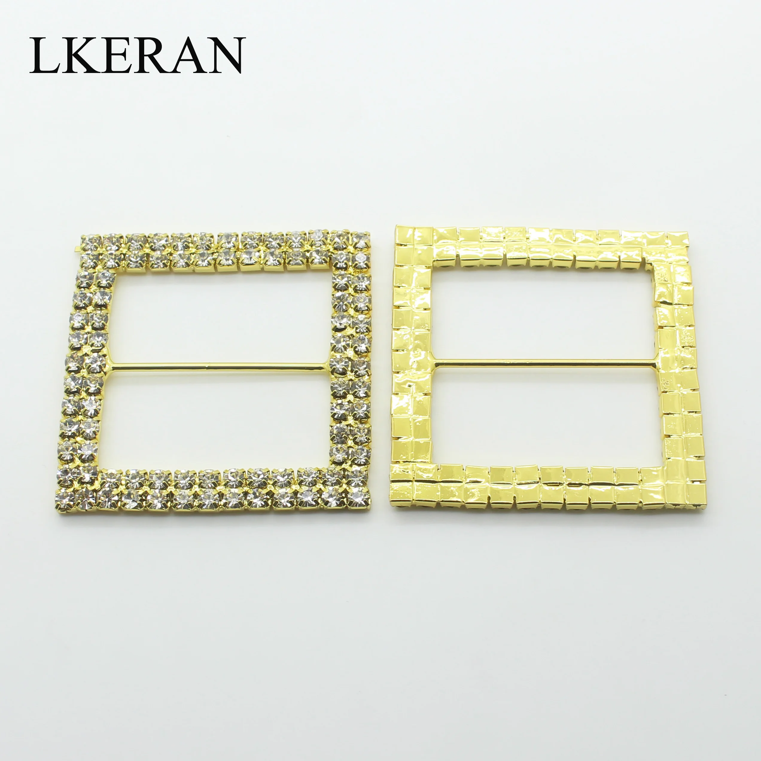 LKERAN 2 шт. двурядная квадратная 50x50 мм (внутренняя планка 36 мм) кристальная стразы