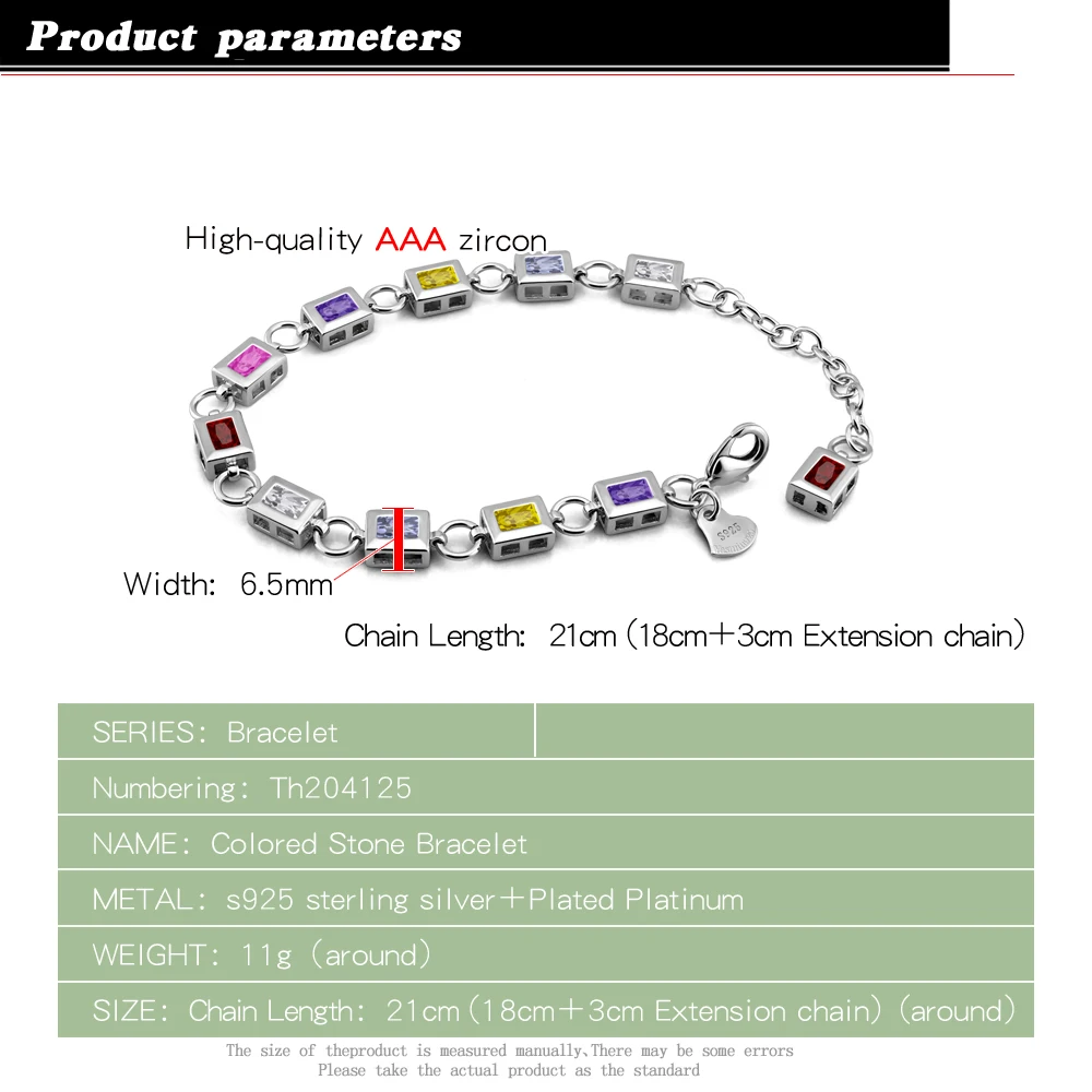 Роскошные свадебные Цирконий 925 стерлингового серебра браслет цепочка на руку