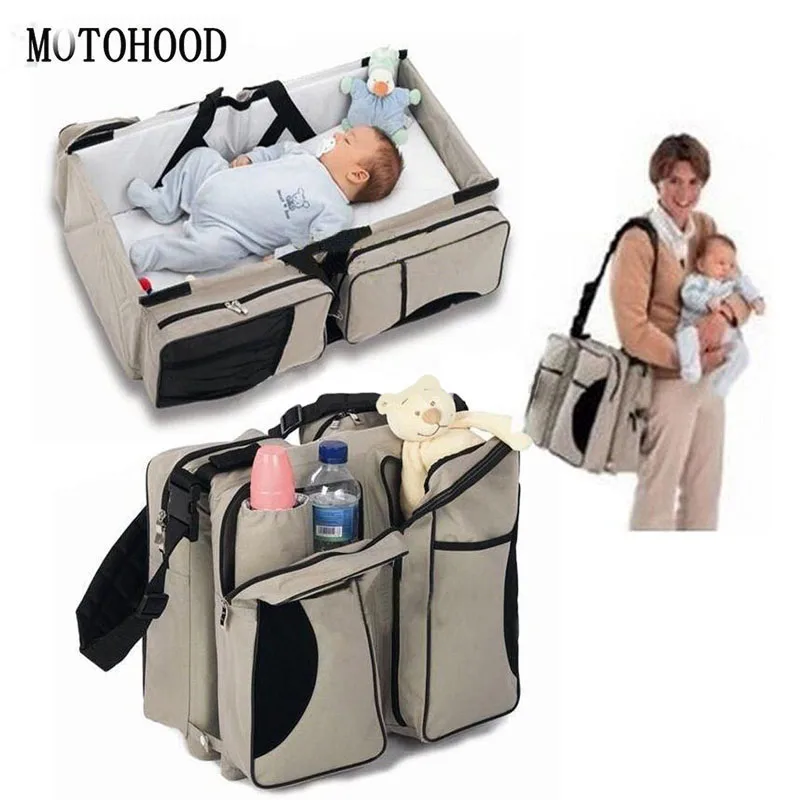 MOTOHOOD Multifunction Baby Diaper Bag  Baby Travel Crib Large-capacity Mother's Maternity Bag Baby Stroller Nappy Bag Mommy Bag