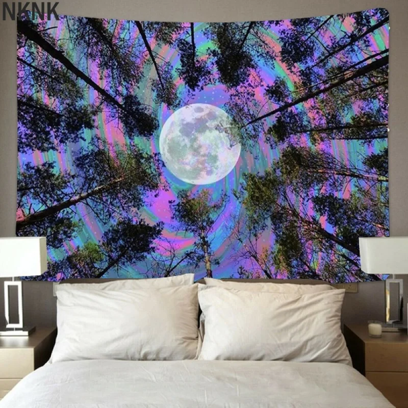 

Colorful Forest and Moon Tapestry Psychedelic Tapestry Bohemian Tapestry Tapestry Wall Hanging Art Tapestry for HomeDecor