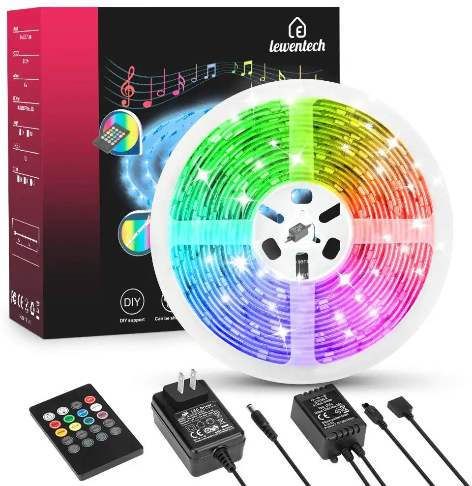 Светодиодная лента RGB 5050 SMD гибкая 5 м 10 Диодная DC 12 В + пульт дистанционного