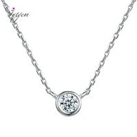 real 925 sterling silver necklace simple clear cz zircon necklace for women wedding engagement party fine jewelry gift wholesale