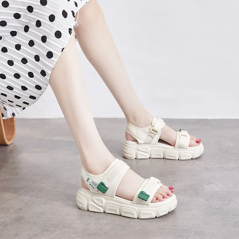 

ZHR 2020 Women Sandals Platform Shoes 5.5CM Gladiator Sandals Flats Platforms Woman Wedge Shoes Open Toe Beach Shoes Ladies