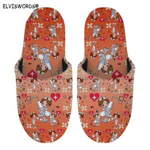ELVISWORDS 2020 Women House Shoes Winter Warm Slippers Cartoon Nurse Printed Flannel Shoes Comfortable Soft Plush Slip-on Slides ELVISWORDS 2020 Women House Shoes Winter Warm Slippers Cartoon Nurse Printed Flannel Shoes Comfortable Soft Plush Slip-on Slides