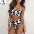 Женский купальник-бандо Phayon, белый купальник с принтом черепа в готическом стиле, пляжная одежда, 2 предмета, лето 2021