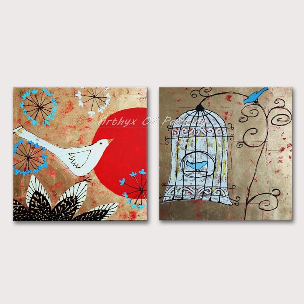 

Картина Arthyx ручная роспись птичка Масляные картины на холсте абстрактные животные Настенная картина поп-арт для украшения дома гостиной