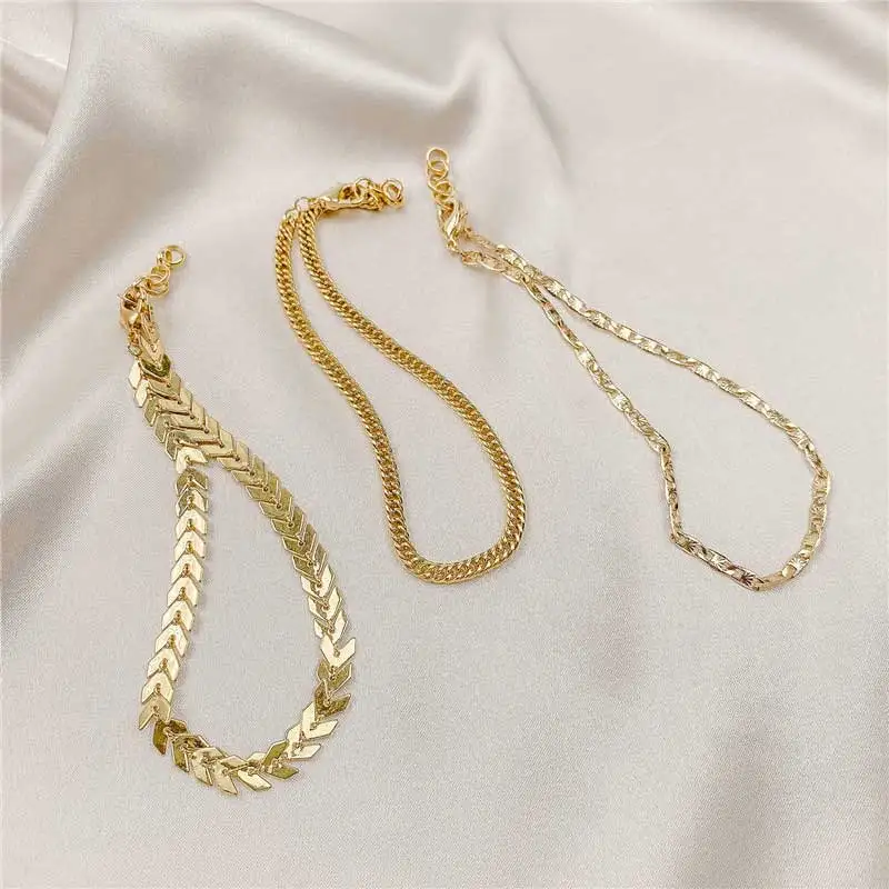 

Trendy Multi-layered Gold Color Ankle Bracelet Aircraft Chain O Chain Anklets for Women Beach Accessories Boho Jewelry