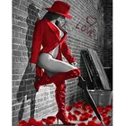 Рукоделие, DMC DIY Вышивка крестом, наборы для полной вышивки, напечатаны на Canva женщина в красном платье картины 40x50 см, домашний декор