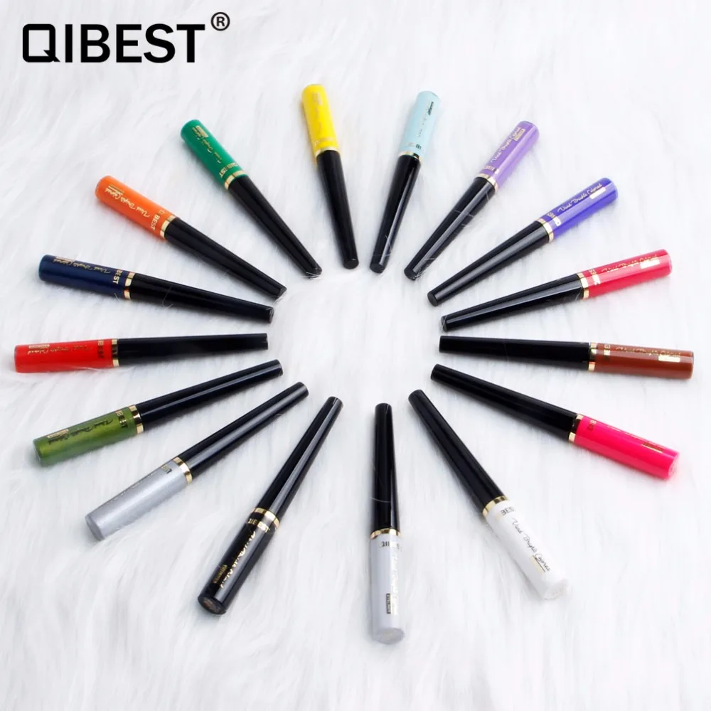Qibest liquid eyeliner pen purple blue white eye liner cream with soft brush waterproof long lasting matte gel QB012 |