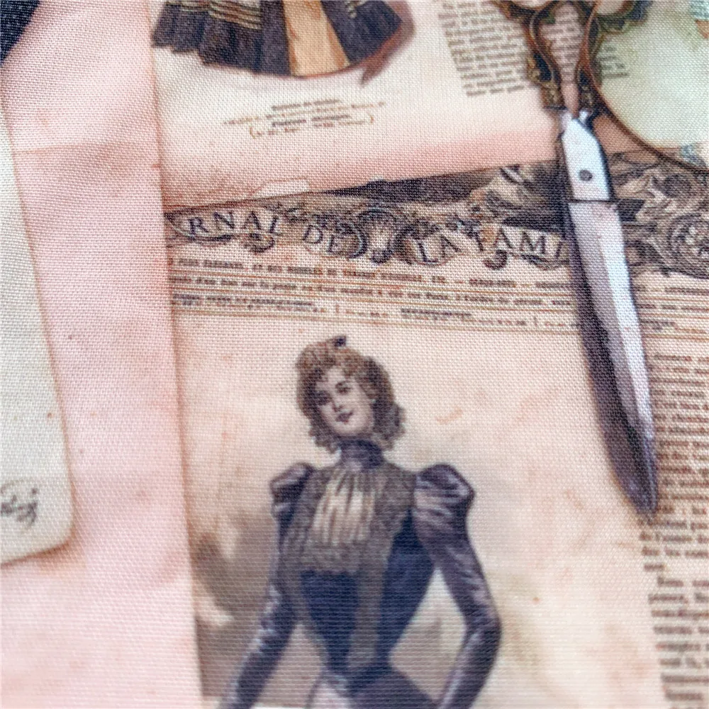Ширина см винтажная газета Леди Печать полиэстер хлопок ткань ручной работы