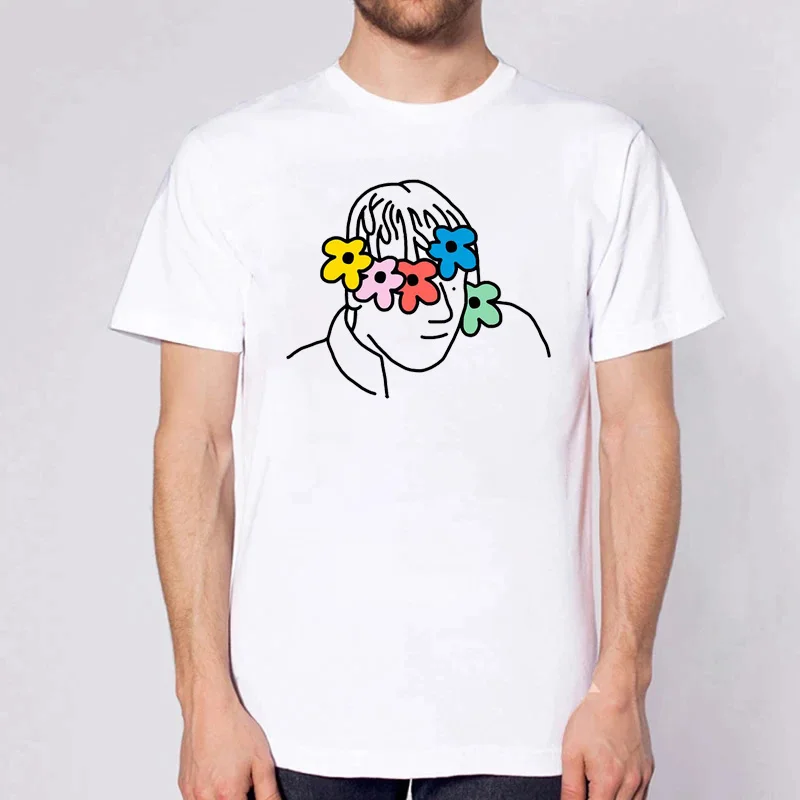 

Flowers Design Life Men's Graphic T-shirt Retro Style Pattern Printed Clothing Street O-Neck Simple Top Tees