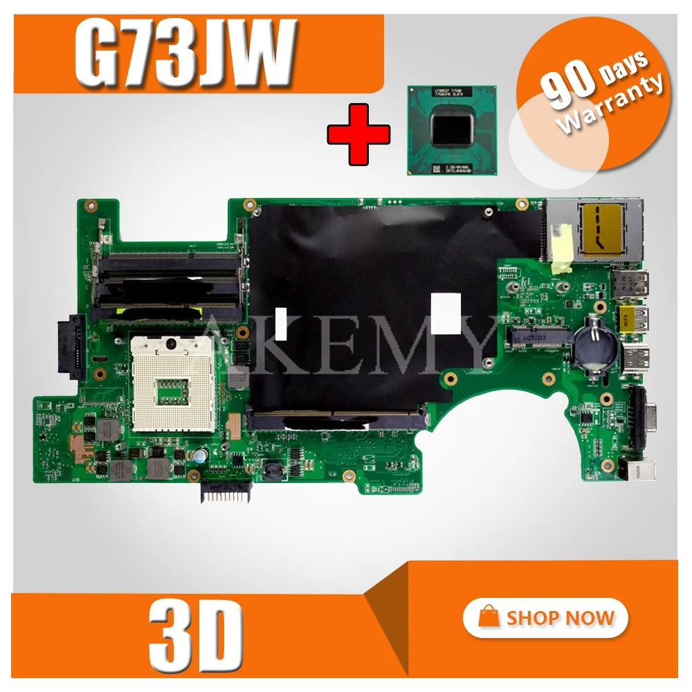 

G73JW Motherboard REV2.0 3D 4RAM For Asus G73 G73J G73JW Laptop motherboard G73JW Mainboard G73JW Motherboard test 100% OK