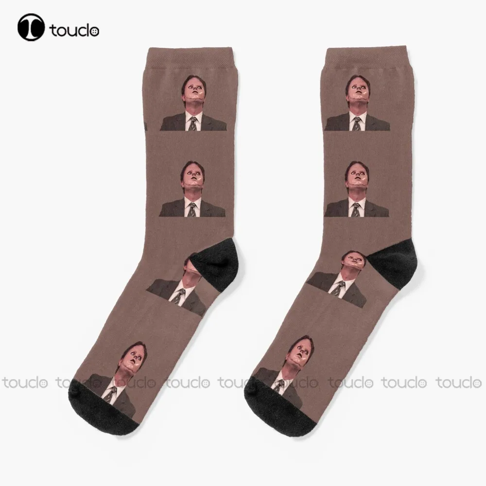 

Dwight Schrute Clarice Unny The Office Office Dwight Schrute Dwight Schrute Funny Face Socks Brown Socks 360° Digital Printing