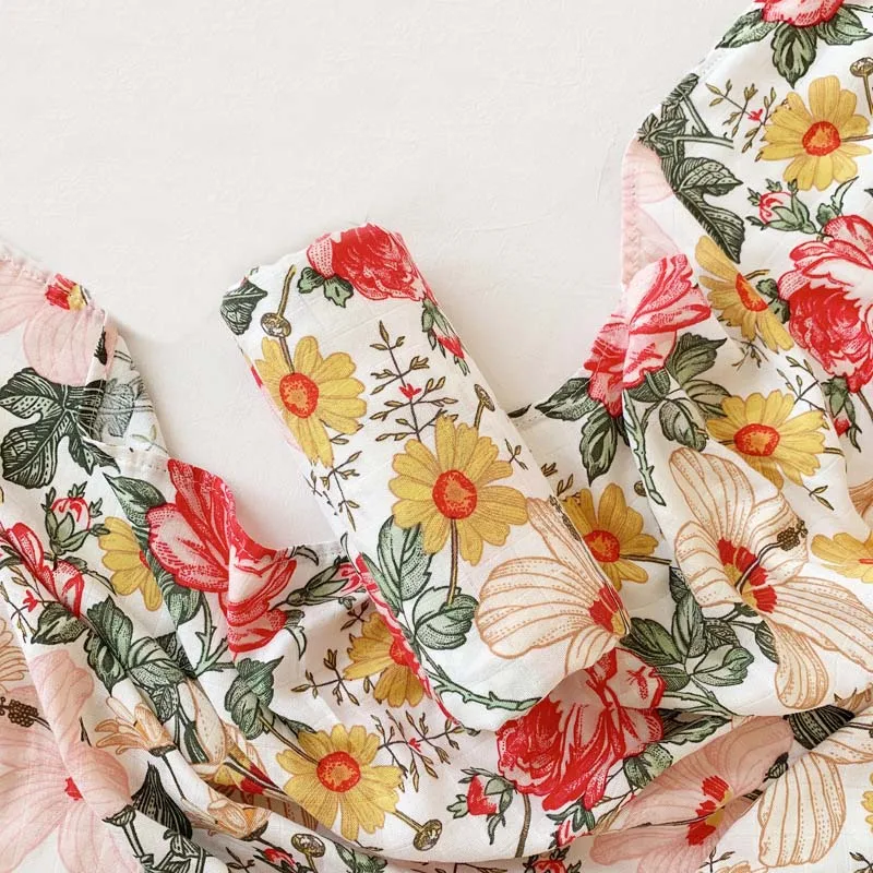 Бамбуковое хлопковое детское муслиновое одеяло многофункциональное для