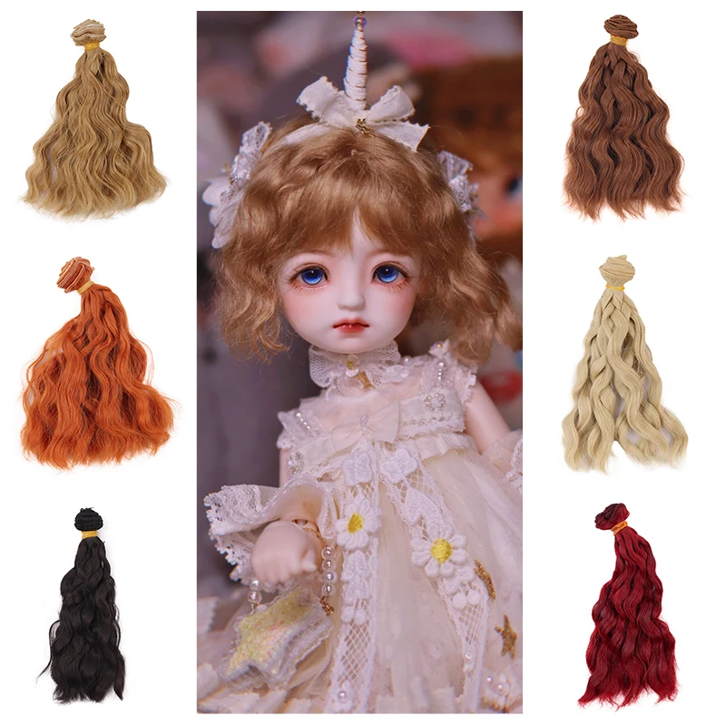 

15*100 cm high temperature big wave handmade cloth doll wigs diy Texitle doll curl hair