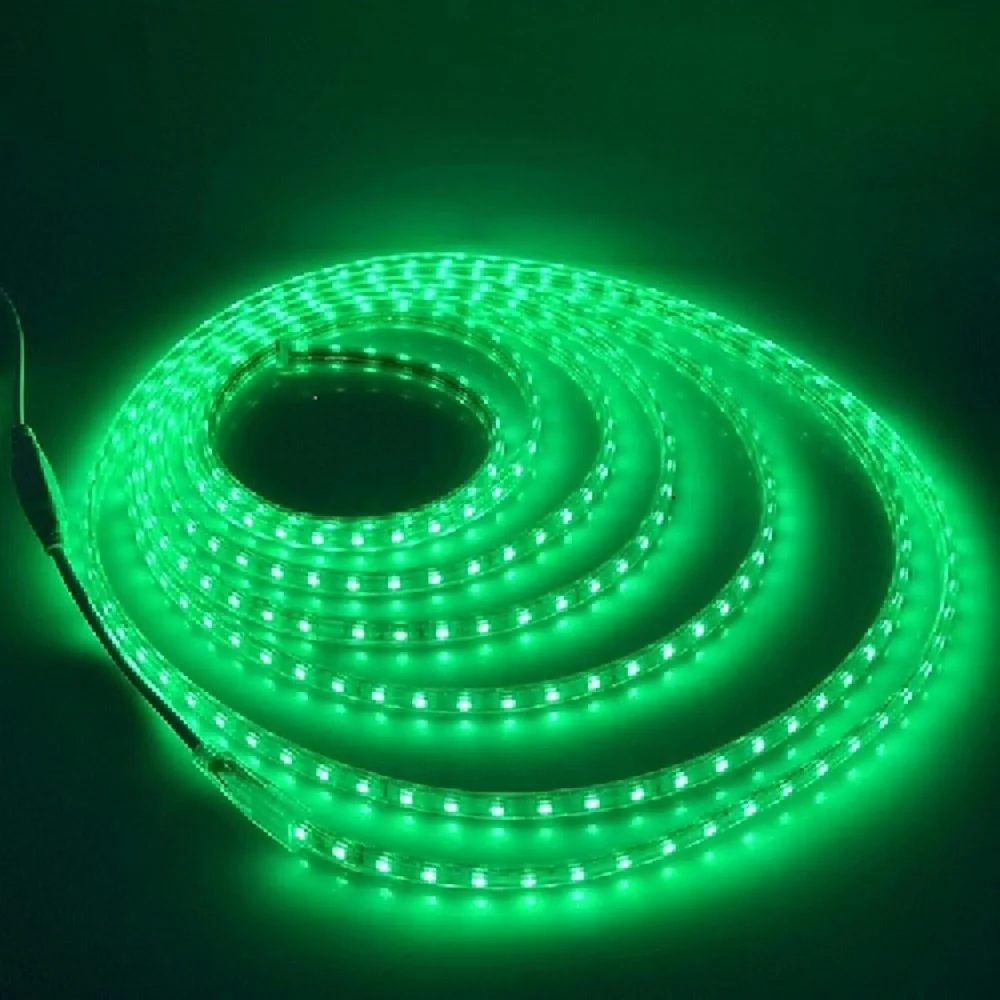 Green 220 В Светодиодная лента RGB Водонепроницаемый 5050 1 м/2 м/3 м/4 м/5 м/6 м/7 м/8 м/9 м/10 м/15 м/ 20 м 60 Светодиодный s/M силиконовая трубка Диодная лента с вилкой ЕС - Испускаемый цвет: Green