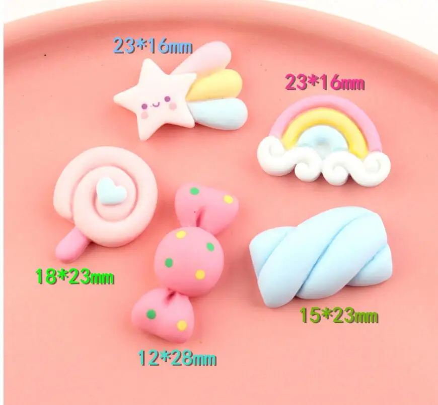 20 шт./лот каучуковые радужные конфеты украшения поделки с плоским основанием