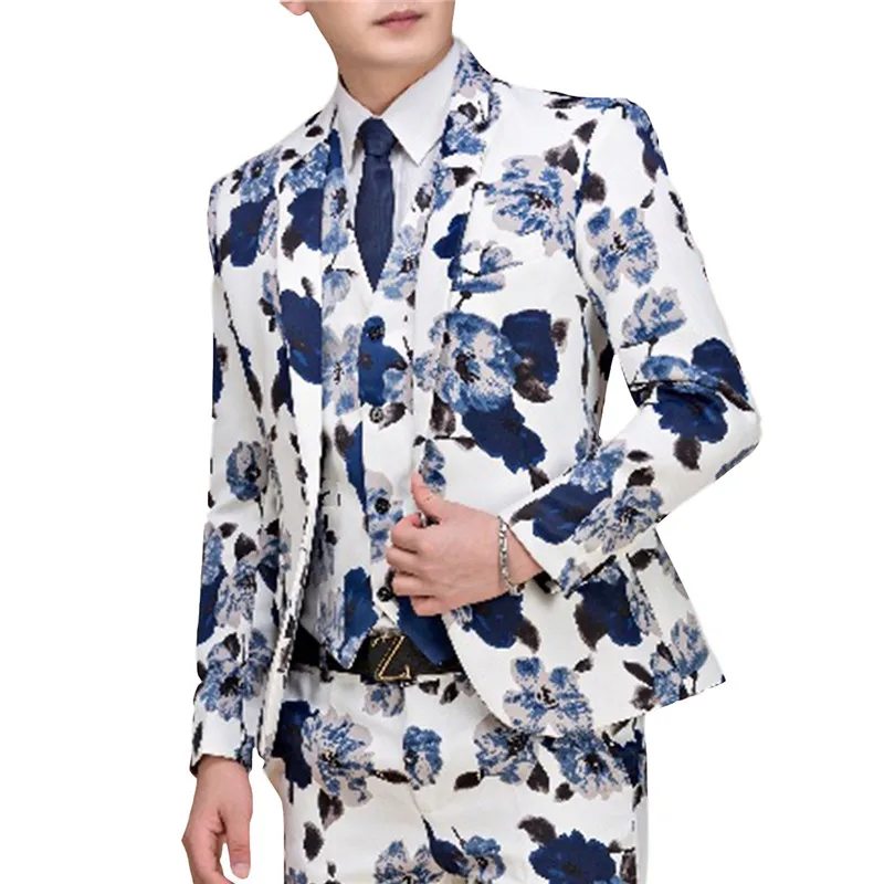 Пиджак мужской с белыми цветами в английском стиле|Костюмные пиджаки| |