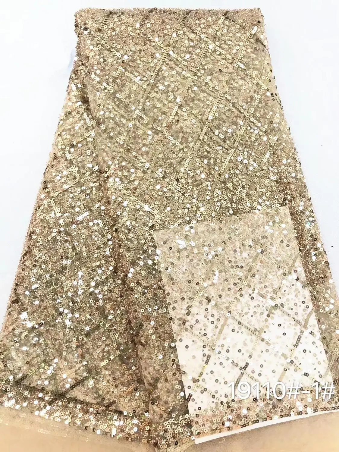 

african Embroidery beads and Sequins Lace Fabric for Bridal Materials nigerian Sequence lace Fabric French Tulle Mesh Lace