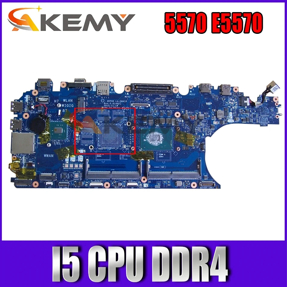 

Материнская плата ADP80 для ноутбука DELL Latitude 5570 E5570 Precision 3510 с процессором I5 DDR4 100%, полностью протестирована