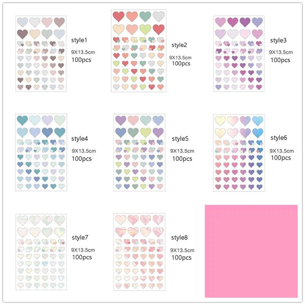 

2 Sheets Cute Colorful Stickers Love Heart-shaped Decoration Diary Scrapbooking DIY Label Stationery Sticker