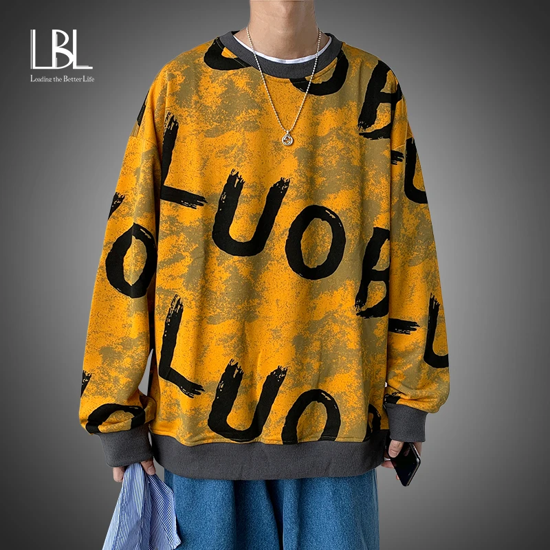 

LBL 2022 New Man Oversized Sweatshirts Streetwear Hoodies Spring Men Harajuku Sweatshirts Fashion Hip Hop Hoodie Tie Dye Hoodie