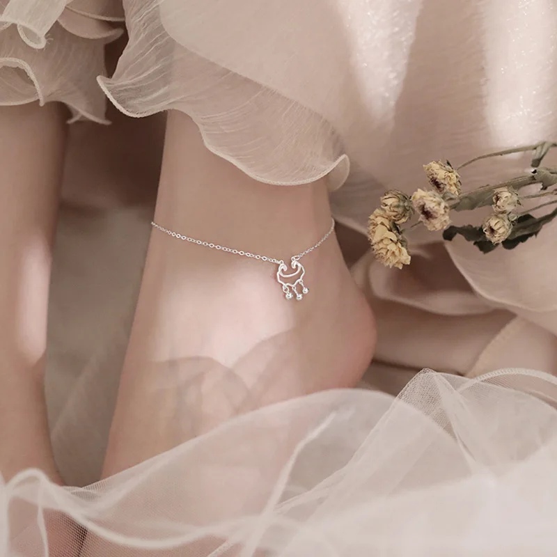 

925 Sterling Silver Sandy Beach Fashion Anklet Female Simple Unique Design Temperament INS Fashion Elegant Bracelet Gifts