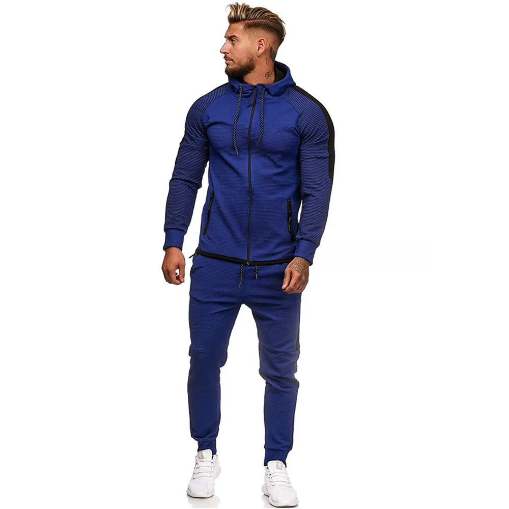 blue Litthing Hombre спортивный костюм для мужчин осень градиент молния печати Толстовка Топ Брюки наборы спортивный костюм - Цвет: blue