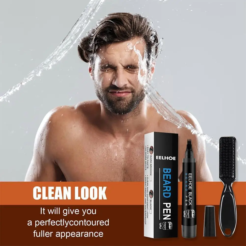 

Модная черная ручка для бороды, наполнитель для бороды, карандаш и кисть, усилитель, моделирование, окрашивание, карандаш, Водонепроницаемы...