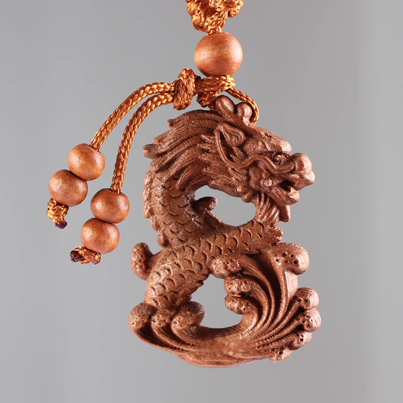 Традиционный китайский деревянный брелок ручной работы из красного дерева с