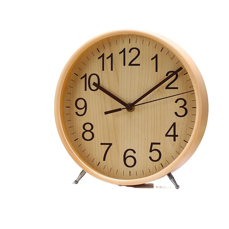 

Solid wood clock simple modern creative quiet desk home living room bedroom Nordic ornaments