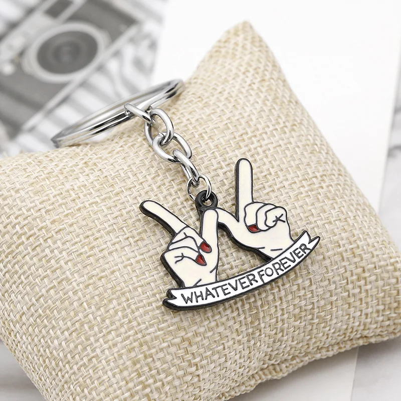 

Sliver Creative Finger Gesture Letter Whatever forever Women keychain KeyRing Bag Charm Gifts