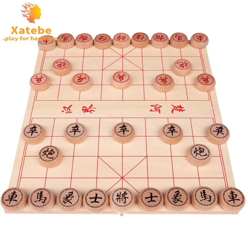 

Yernea Traditional China Chess Various Sizes Beech Wood Color Piece Wooden Folding Board Game Portable Puzzle Chess Games Set