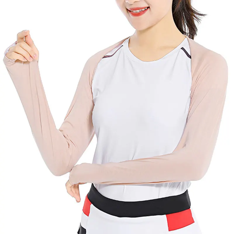 Женская Солнцезащитная шаль с длинным рукавом тонкая накидка на руку накладными