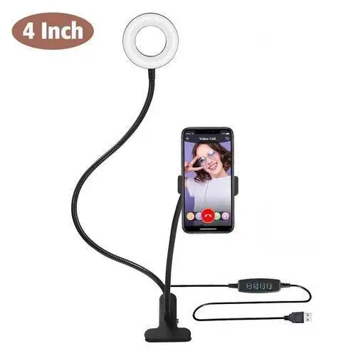 

Led Desk Light Ring With Clip for Selfie Lamp Ring Lamp Photography Lighting Reading Three Color Adjustable Brightness