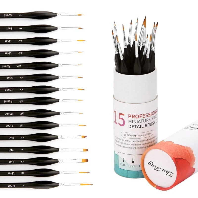 

15pcs black triangle rod nylon hair hook line pens stroke watercolor pens oil Art paint brushes Oil Micro Fine Detail Brushes