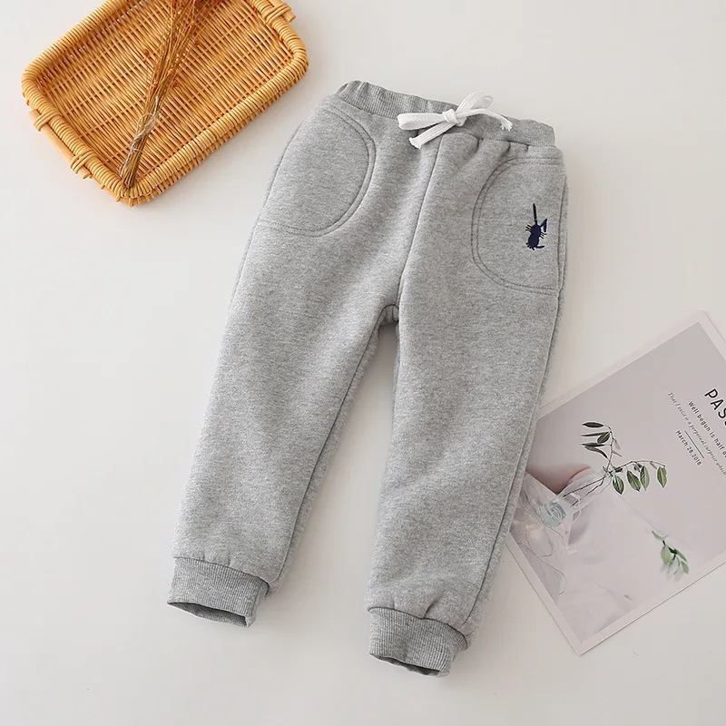 

2020 Children's Pants New Autumn And Winter Children's Boys Girls Same Paragraph Korean Cartoon Plus Velvet Thick Casual Pants