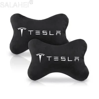 2pcs soft comfortable car neck pillows seat headrest for tesla roadster model 3 model s model x car styling new car accessories