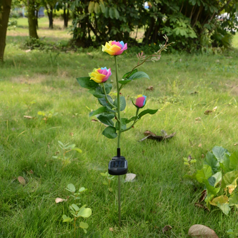 Multicolor Rose Solar LED Decoration Outdoor Lawn Light Family Garden Fake Flower Night Waterproof | Лампы и освещение