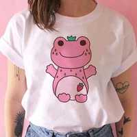 pink strawberry frog printed cartoon women t shirt creative animated animals graphic t shirt beautiful clothes tumblr mujer