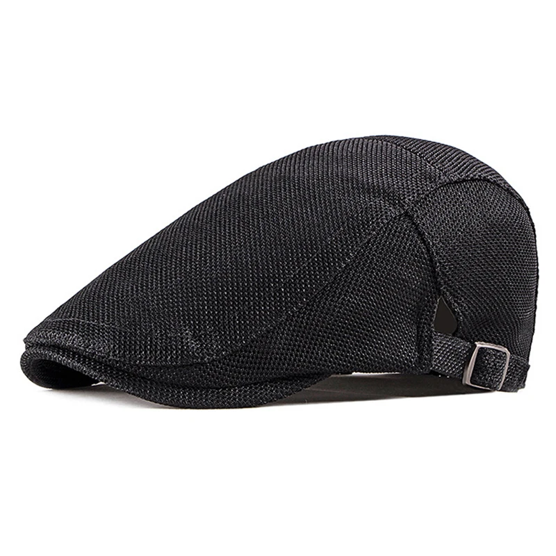 

Spring Summer Men's Mesh Newsboy caps Casual Breathable Outdoor Retro Beret Hat Golf Hat Fashion Solid Flat Caps Woman