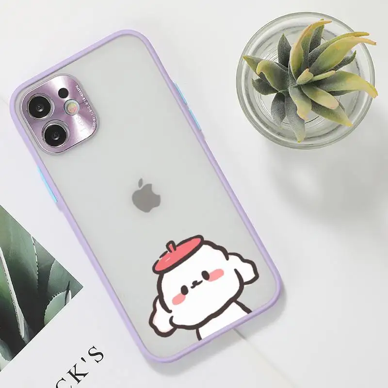 

cute fashion Phone Case For iPhone 12 11 Mini Pro XR XS Max 7 8 Plus X Matte transparent Purple Back Cover