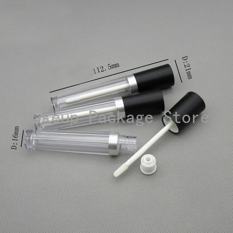 50pcs/lot 7.5ml Empty Clear Cosmetic Mascara Tube DIY 6ml Lip Gloss Bottles with Black Cover Balm Pipe Shell Travel Vials | Красота и