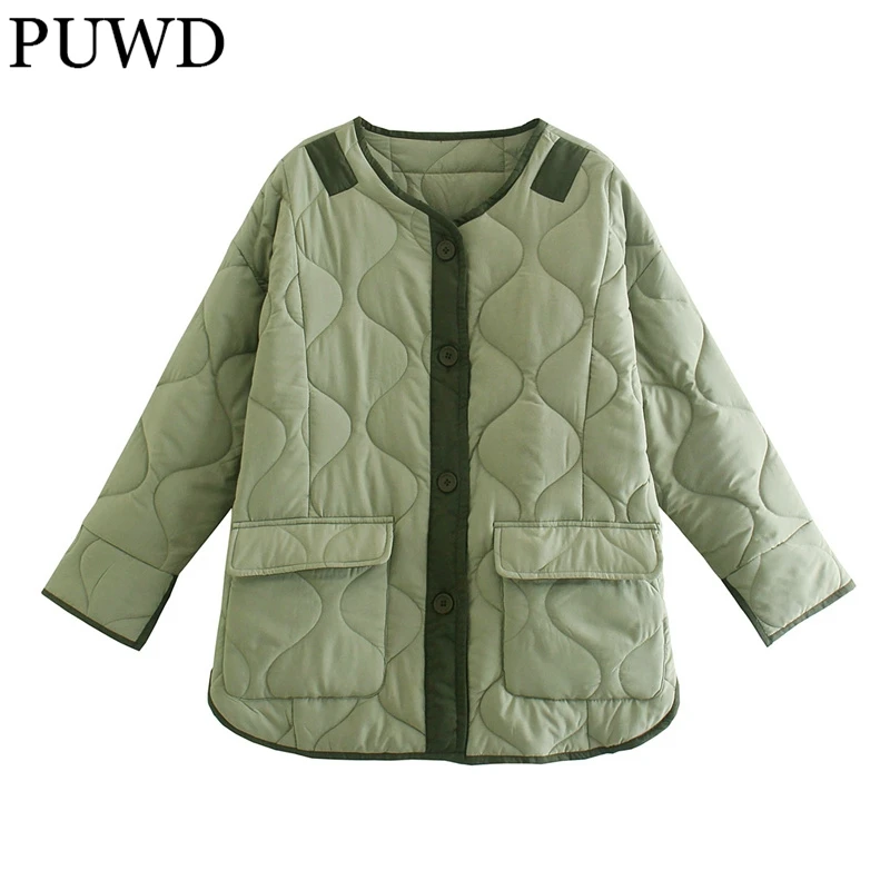 

Женская винтажная куртка-пуховик с карманами, свободная Зеленая куртка в стиле оверсайз, шикарная верхняя одежда, осень 2021