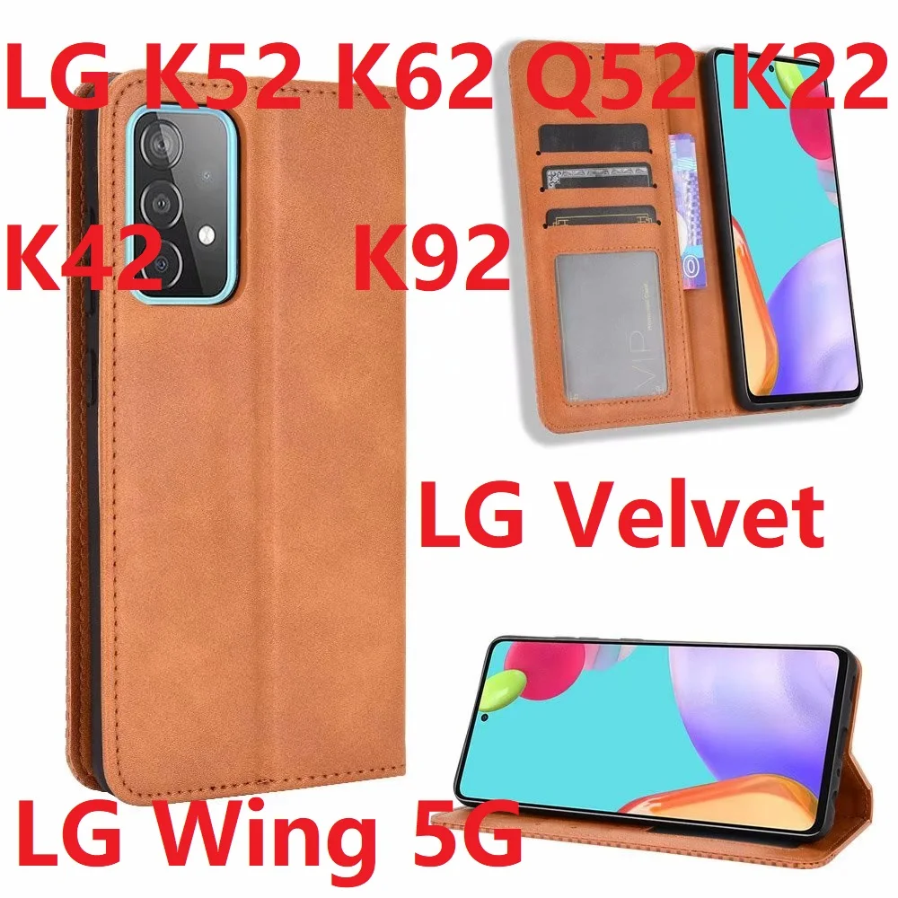 

For LG K22 K42 K52 K71 Q52 K62 K92 Case Magnetic Book Stand LG Wing 5G Flip Card Protective LG Velvet Wallet Leather Cover